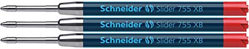 Schneider - Ricarica Per Penna A Sfera Slider 755, Tratto Extra Spesso, 3 Pz, Colore: Rosso