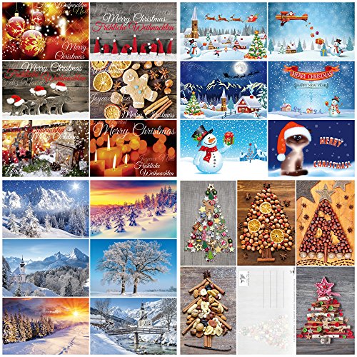 Edition Colibri Scatola Da 100 Cartoline Di Natale Set Di Cartoline Con Un Mix Colorato Di Cartoline Di Natale Con 25 Diversi Disegni Di 4 Pezzi Ciasc