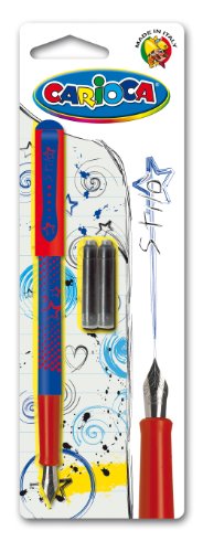 Carioca Fountain Pen Blister With 2 Cartridges, Blue, Transparent