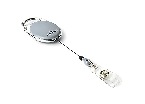 Durable 832410 Chiocciola Yo-Yo Style, Profilo In Metallo, Fascetta Trasparente Con Bottone A Pressione, Grigio, Confezione Da 10 Pezzi