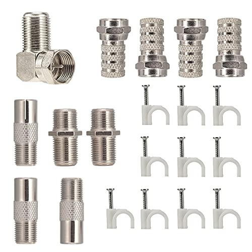 Reliagint F-Tv Connettore, Prolunga F, Femmina F A Iec Maschio, Presa Tv Femmina, Adattatore Ad Angolo Retto, Clip Per Cavo 7 Mm Per Antenna, Satellit