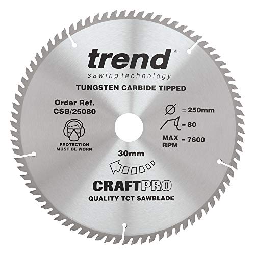 Trend Lama Per Sega Di Finitura Craftpro Tct Con Rifinitura Fine Per Sega Circolare Da Banco, Diametro 250 Mm X 80 Denti X 30 Foro, Punta In Carburo D