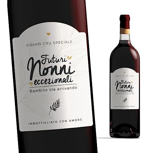 Etichetta Per Bottiglie Nonni | Annuncio Nascita Per Nonni | Grand Cru Speciale Per Dei Futuri Nonni Eccezionali | Il Bambino Sta Arrivando, Futura No