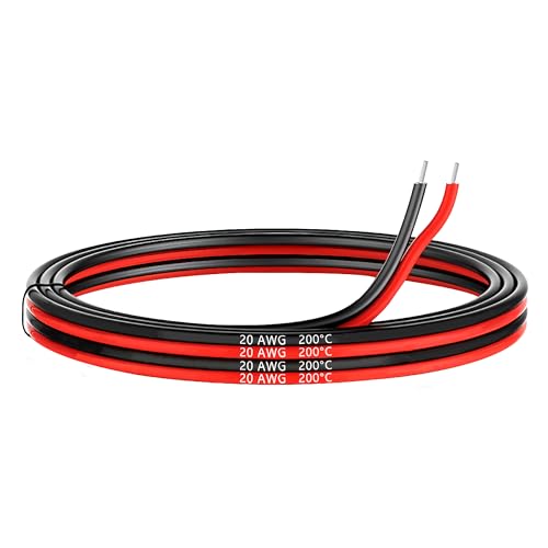 Mmobiel 20 Awg Cavo Elettrico Silicone - 20 Gauge (0,52 Mm²) Cavo In Rame Stagnato - 2 Fili Separati Rosso E Nero Ciascuno 1,5 M / 5 Ft Per Riparazion