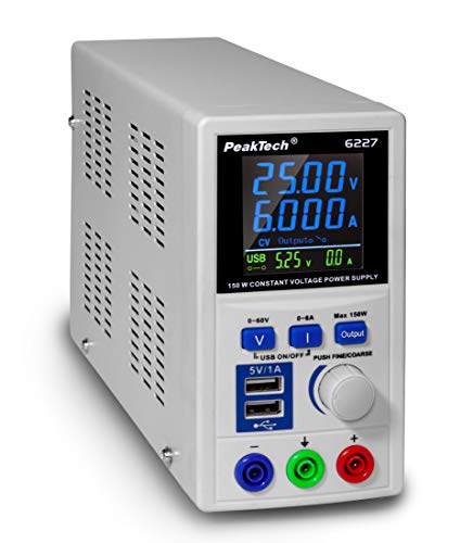 Peaktech P 6227 - Dc Switching Power Supply 0-60 V / 0-6 A With Color Lcd & 2 X Usb