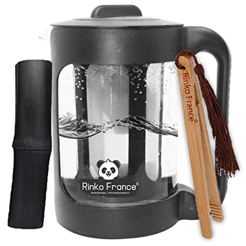 Rinko France | Set Modello X3 Caraffa D'Acqua Da 1,5 L Con Un Binchotan Naturale In Omaggio, Carbone Attivo 100% Biologico, Purificazione Naturale Del