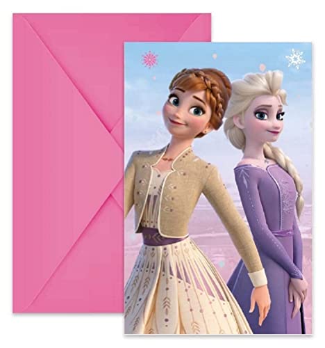 Procos- Inviti Con Busta Disney Frozen Ii Wind Spirit In Carta Fsc, 6 Pezzi, Multicolore, 94057