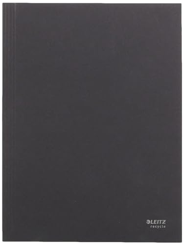 Leitz Cartella A 3 Lembi In Cartone, Formato A4, Capacità 250 Fogli, 100% Riciclabile, Ecologico, Gamma Recycle, Nero, 39060095