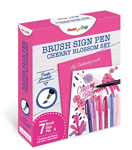 Pentel Ses15C Brush Sign Pen Sketching Set Cherry Blossom & Quaderno
