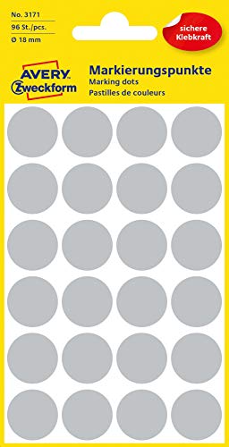 Avery Zweckform 3171 Etichetta Autoadesiva Grigio Cerchio Permanente 94 Pezzo(I)