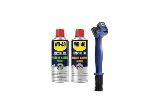 Wd-40 Specialist Moto Kit Per La Manutenzione Della Catena Moto Contiene Wd-40 Pulitore Catena 400 Ml, Wd-40 Grasso, Spazzola Catena Moto