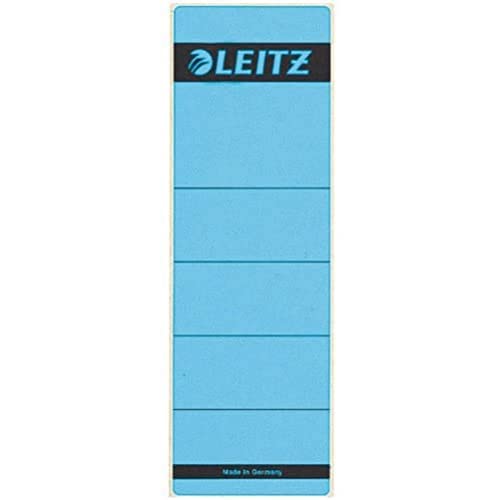 Leitz Etichette Adesive Per Raccoglitori A Leva In Cartone Con Dorso Da 80 Mm, Formato Corto E Largo, 61,5 X 192 Mm, Cartoncino, 16420035, Blu, Confez