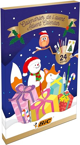 Bic Calendario Dell'Avvento 2023, Penne A Sfera, Matite Colorate, Pennarelli, Evidenziatori, Colori Assortiti, Set Cancelleria 24 Articoli, Idea Regal
