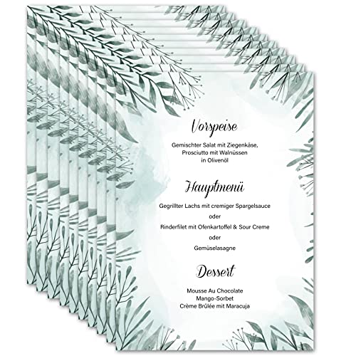 Mavanto Carta Menu Matrimonio Da Stampare Din A5 - Carte Bevande Vuote Personalizzabili Per Diverse Occasioni (10X Pezzi, Design 4)