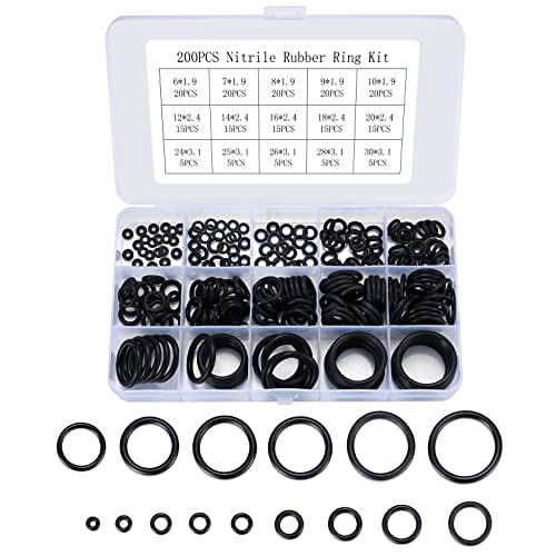 200 Pezzi/15 Dimensioni O-Ring In Gomma Assortimento, Rondelle Nero, Guarnizione Guarnizioni Piombatura Per Idrauliche E Riparazione Rapida Dell’Auto