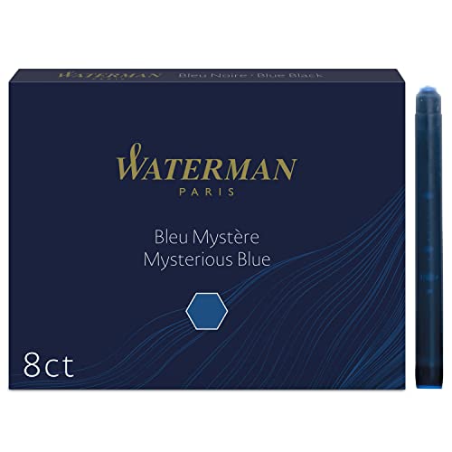 Waterman Cartucce Di Inchiostro Per Penna Stilografica | Lunghe | Blu Mistero | 8 Pezzi