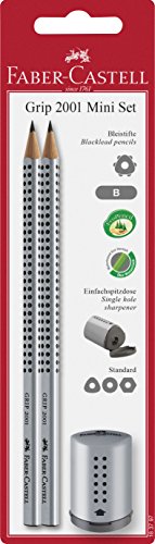 Faber-Castell 183700 – Semplice Temperamatite Grip 2001 Mini 2 Matite E 1 Mini-Temperamatite Spitzdose Mini Mit Bleistift