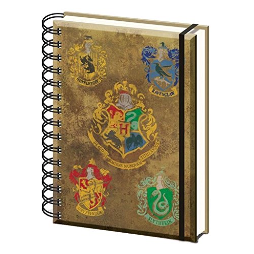 Harry Potter Hogwarts Crest & Four Houses A5 Not, Standard, Sr72083, Multicolore