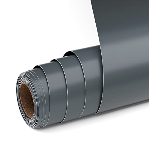Uiok Vinile Adesivo 12" X 15Ft Vinile Permanente Adesivo Per Plotter Da Taglio, Matte Grigio Vinile Rotolo Pellicola In Vinile Plotter Per Regali Fai