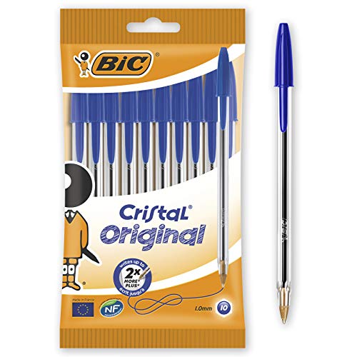 Bic 830863 Stick Ballpoint Pen Blu 10Pieza (S) – Penna, Stick Ballpoint Pen, Blu, Trasparente, 1 Mm, 0,4 Mm, Medio)