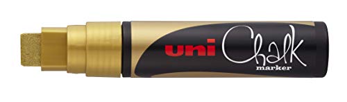 Uni-Ball 186610 - Pennarello A Gesso Uni Chalk Con Punta A Scalpello, Colore: Oro
