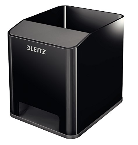 Leitz Wow - Portapenne Con Amplificatore Del Suono Dual Color, 9 X 10 X 10,1 Cm - Poliestere - Nero