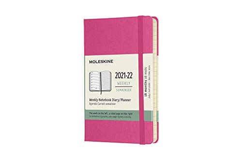 Moleskine - Agenda Settimanale 18 Mesi, Agenda Tascabile 2021/2022, Weekly Notebook Con Copertina Rigida E Chiusura Ad Elastico, Formato Pocket 9 X 14