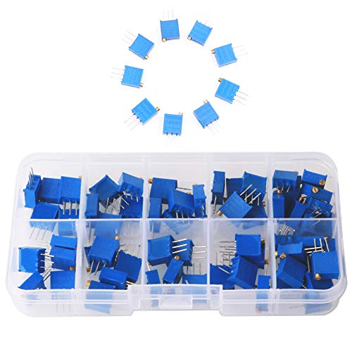 Gtiwung 60Pcs 12Value 100 Ohm A 500K Ohm 3296W Trimmer Multigiro Resistore Variabile Potenziometro Resistenza Variabile Con Scatola Plastci