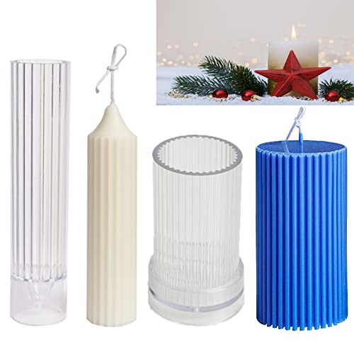 2 Pcs Stampi Per Candele A Colonna Stampi,Candele A Forma Di Cilindro Stampi,Stampo Per Candele In Plastica,Stampo In Silicone Per Candele Fai Da Te S
