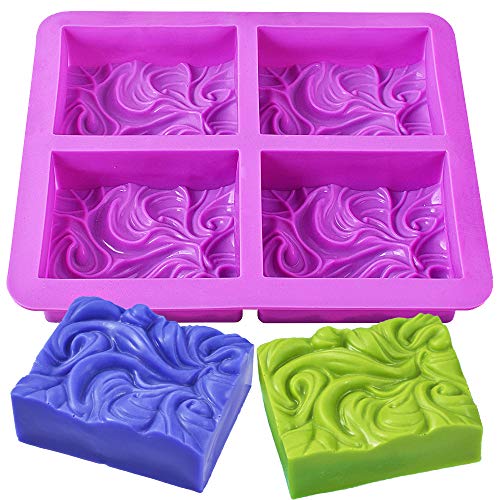 Newk Stampi Quadrati In Silicone Per Sapone Fai Da Te, Fatti A Mano, Con Motivo A Onde Oceaniche, Per Sapone Al Latte (Cavità Da 100 Ml)