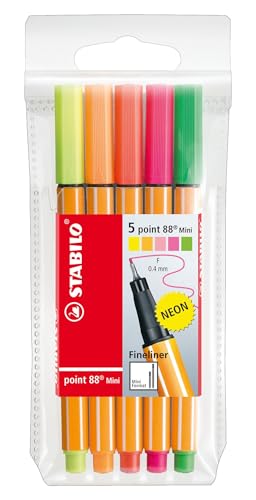 Fineliner - Stabilo Point 88 Mini - Astuccio Da 5 - Colori Neon