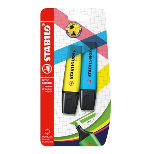 Evidenziatore - Stabilo Boss Original - Pack Da 2 - Giallo/Blu