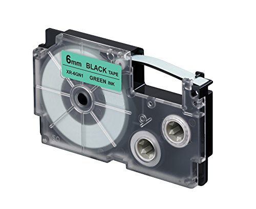 Casio Ez Label Printer Xr-6Gn1 Nastro Autoadesivo 6 Mm X 8,0 M Nero Su Verde