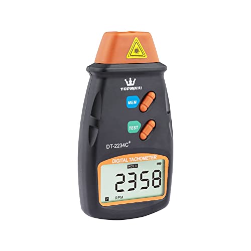Topway Tachimetro Digitale, Dt-2234C + Contagiri Digitale Tester Senza Contatto Con Lcd Display, Raggio Di Misurazione 2,5-99.999 Rpm, Per Veicoli Ruo