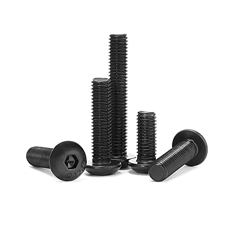 Ansiedio Bulloni A Testa Esagonale Viti A Brugola, Acciaio Carbonio Esagono Pulsante Rotonda Testa Viti A Macchina Allen Bulloni Nero, M5×10Mm,20 Pcs