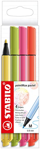 Fineliner Premium - Stabilo Pointmax - Astuccio Da 4 Pastel - Giallo Chiaro/Lime/Rosa Chiaro/Corallo