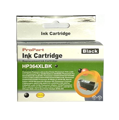 Cartuccia Propart Compatibile Con Hp 364Xl Nero Compatibile Con Chip Per Hp 5380, 6380, 5460, 8550, 5324 Cb321Ee 364Bk, Capacità: 30Ml Con Chip