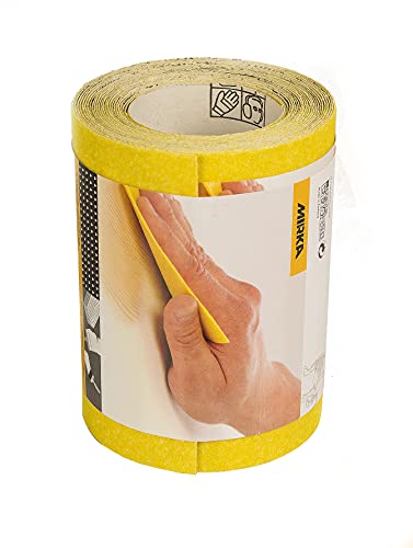 Mirka Yellow Carta Abrasiva Rotolo Di Carta Abrasiva / 115 Mm X 5 M / P80 / Levigatura Di Legno Duro, Legno Dolce, Vernice, Stucco, Plastica / 1 Rotol