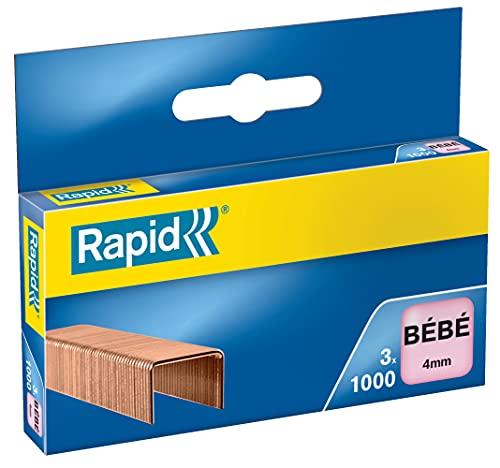 'Rapid Punti Metallici Bambino, Lunghezza 4 Mm, 3000 Punti Metallici, Cuce Fino A 15 Fogli, Filo Robusto Ramato, 11974688