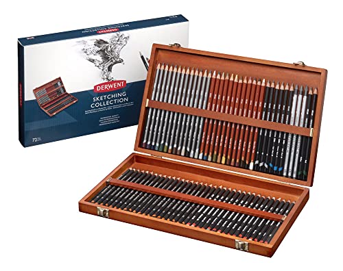 Derwent Sketching Collection, Set Di 72 Matite Per Disegnare E Scrivere, Ideali Per Schizzi, Astuccio In Legno Incluso, Qualità Professionale