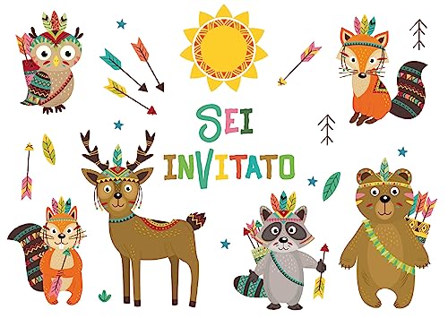 Edition Colibri 10 Inviti Per Festa Di Compleanno; Motivo: Animali Del Bosco Giocare Agli Indiani/Inviti Di Compleanno Per Bambini/In Italiano (11130