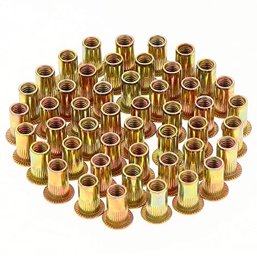 Gueenky 150 Pezzi Dadi Rivetti Filettati In Acciaio Carbonio Zincato, M4 Dadi Filettati Con Testa Piatta, Assortimento Dadi Inserti Filettati Mobili I