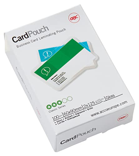 Gbc Confezione Da 100 Pouches Per Plastificazione A Caldo, Formato Tessera Svizzera Con Finitura Lucida, Spessore Di 2 X 125 Micron, 81X119 Mm, 374315
