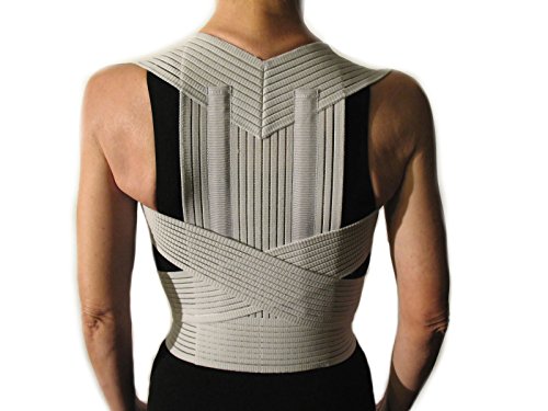 Raddrizzaschiena Steccato -Grigio, Xxl (109-120 Cm.)- Correttore Posturale Per Uomo E Donna, Fascia Posturale Spalle E Schiena, Busto Postura Anti Cif