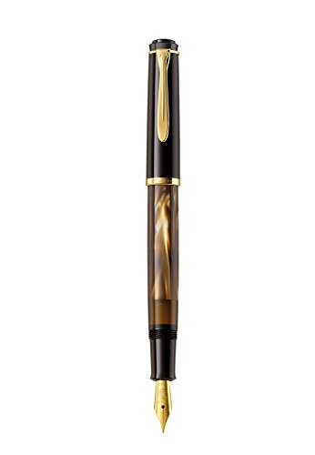 Pelikan 808842 - Penna Stilografica Linea M200 Classic, Marrone Marmorizzato/Nero, Dettagli Oro 24K, Pennino In Acciaio Inossidabile, Dimensione F