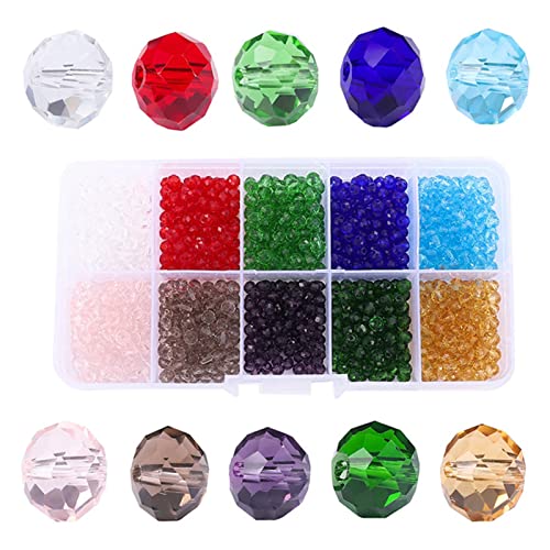 Lumeiy 4Mm Briolette Perline Di Vetro Di Cristallo Per La Fabbricazione Di Gioielli, Crystal Spacer Perline Di Vetro Sfaccettato Perline Di Colori Ass