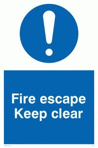 Viking Segni Mq226-A5P-3 M "Fire Escape Keep Clear" Sign, 3 Mm, In Plastica, 200 Mm Altezza X 150 Mm Larghezza