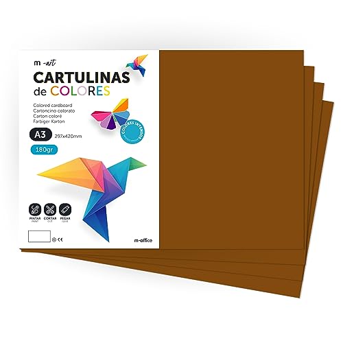 Cartulina De Colores, Cartulina A3, Folios Colores 180Gr, Bloc Cartulina Colores Intensos, Ideal Para Manualidades, Imprimir Tus Documentos Y Diseños 