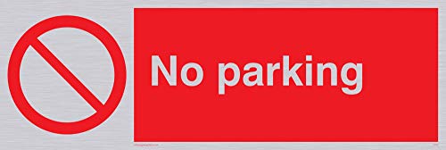 Viking Segni Pv55-L31-S "No Parking Sign, Rigida Plastica Argento, 100 Mm Altezza X 300 Mm Larghezza