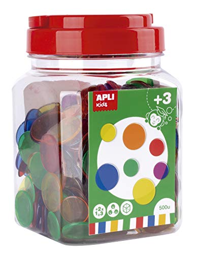 Apli Kids 17495 - Pezzi Trasparenti Per Contare I Colori 500 U. - Attività Educativa